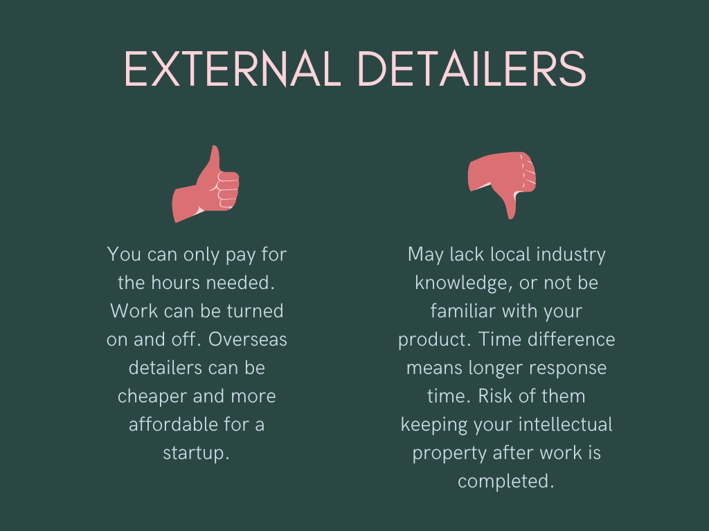 Summary of the pros and cons of external detailers.